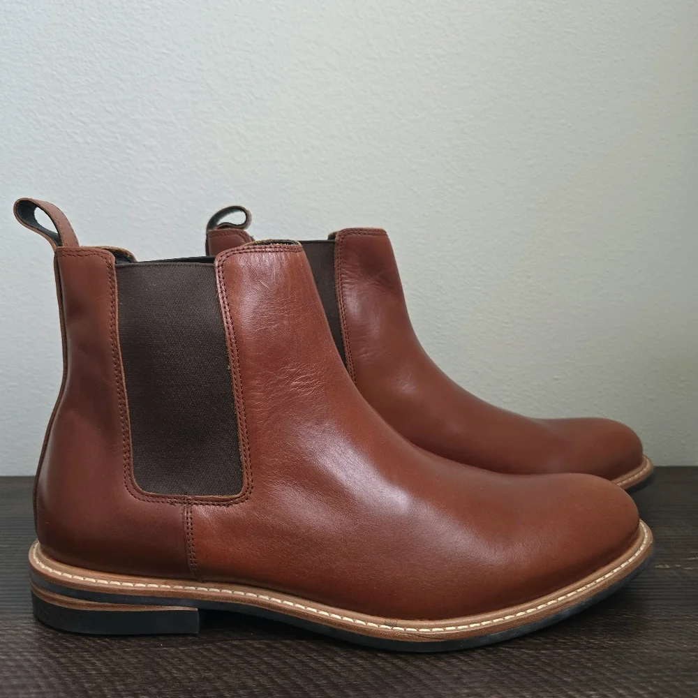 Nisolo Mens Leather All Weather Brandy‎ Classic Chelsea Boots Brown Size 12